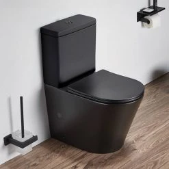 Arezzo Matt Black BTW Close Coupled Toilet + Soft Close Seat