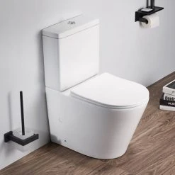Arezzo Matt White BTW Close Coupled Toilet + Soft Close Seat
