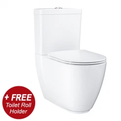 Grohe Essence Rimless Close Coupled Toilet with Soft Close Seat (Bottom Inlet) + FREE TOILET ROLL HOLDER