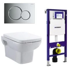 Geberit Duofix Wall Frame with Wall Hung Pan & Sigma 01 Flush Plate