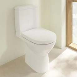 Villeroy and Boch O.novo Compact Rimless Close Coupled Toilet (Side/Rear Entry Water Inlet) + Soft Close Seat